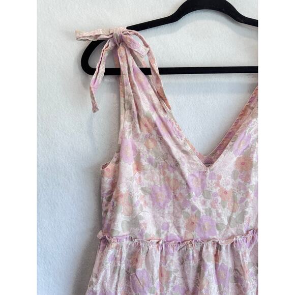 Petal + Pup Pink Floral Midi Dress ruffle Cottagecore Sundress Pockets S/4 - Picture 5 of 9